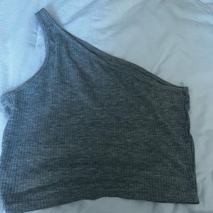 Shein one shoulder grey ribbed top